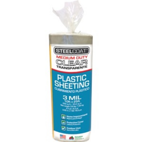 Picture of 10' X 25' 3 MIL STEEL COAT PLASTIC SHEETING CLEAR/BLACK