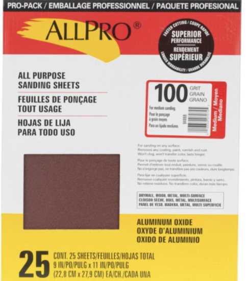 Picture of 100 GRIT SANDPAPER 25PACK