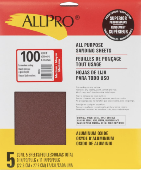 Picture of 100 GRIT SANDPAPER 5PACK
