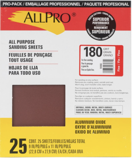 Picture of 180 GRIT SANDPAPER 25PACK