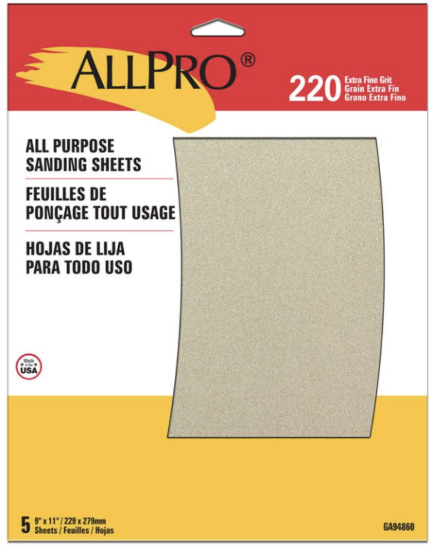 Picture of 220 GRIT SANDPAPER 5PACK